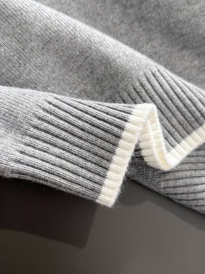 260901 New high-quality exclusive wool blend fabric patchwork color-matched sweater
