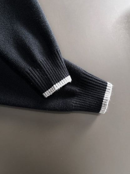 260901 New high-quality exclusive wool blend fabric patchwork color-matched sweater