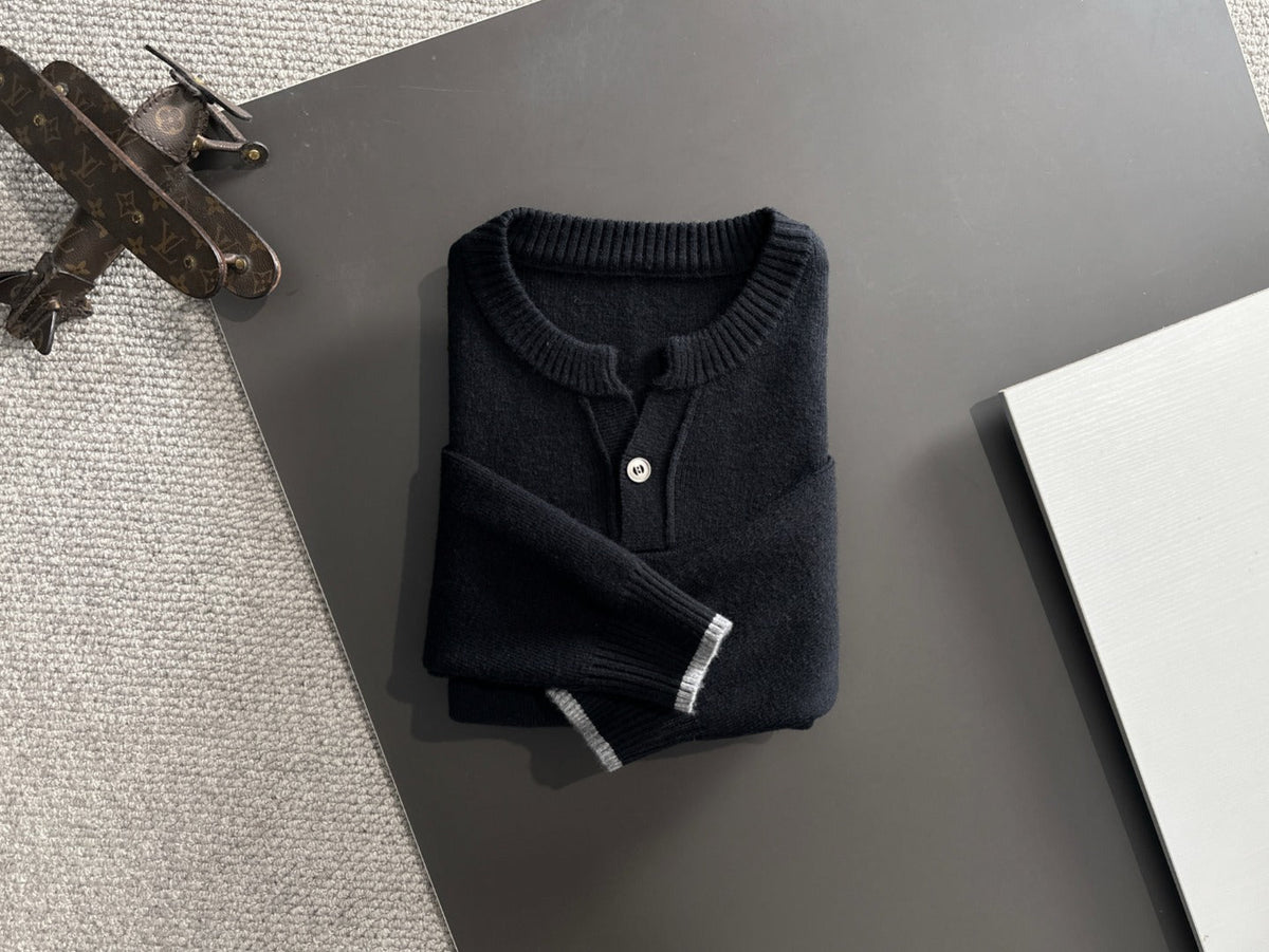 260901 New high-quality exclusive wool blend fabric patchwork color-matched sweater