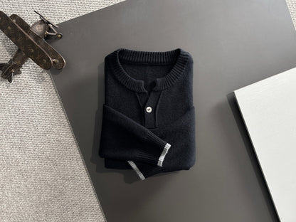 260901 New high-quality exclusive wool blend fabric patchwork color-matched sweater