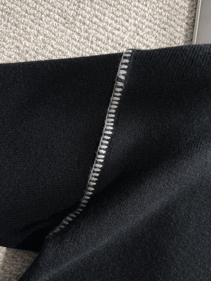 260901 New high-quality exclusive wool blend fabric patchwork color-matched sweater