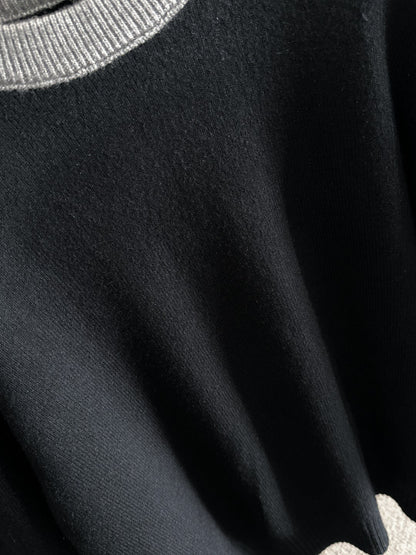 260901 New high-quality exclusive wool blend fabric patchwork color-matched sweater