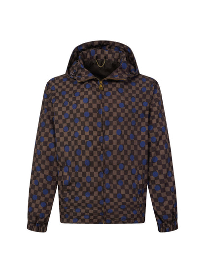260901 New high-quality checkered polka dot hooded coat