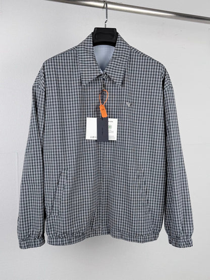260901 New high-quality double-breasted triangular check-patterned jacket