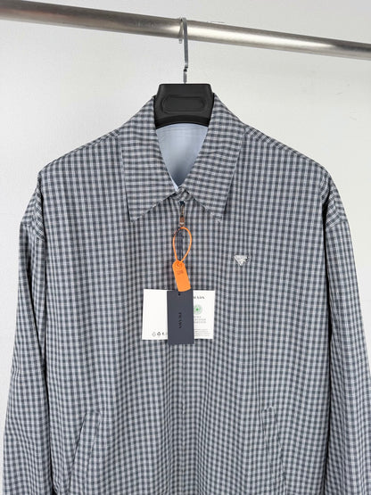 260901 New high-quality double-breasted triangular check-patterned jacket