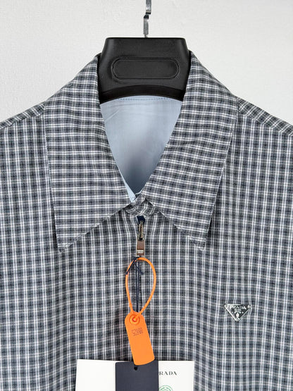 260901 New high-quality double-breasted triangular check-patterned jacket
