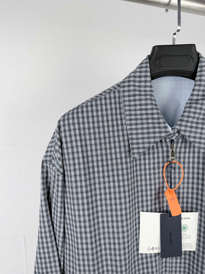 260901 New high-quality double-breasted triangular check-patterned jacket