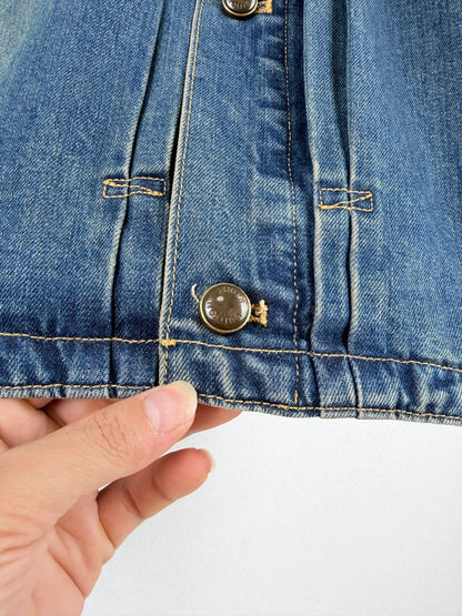 260901 New high-quality leather-detail denim jacket and pants set