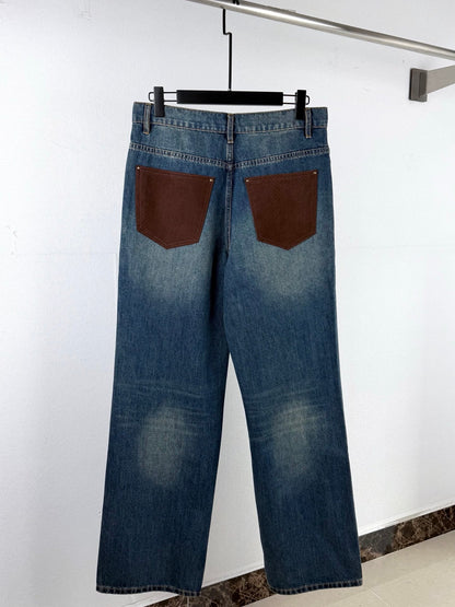260901 New high-quality, minimalist basic denim pants set
