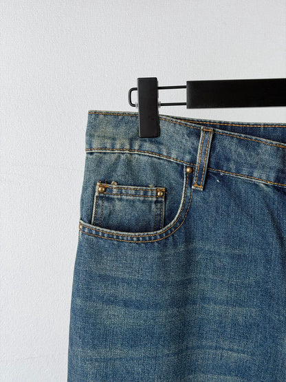 260901 New high-quality, minimalist basic denim pants set