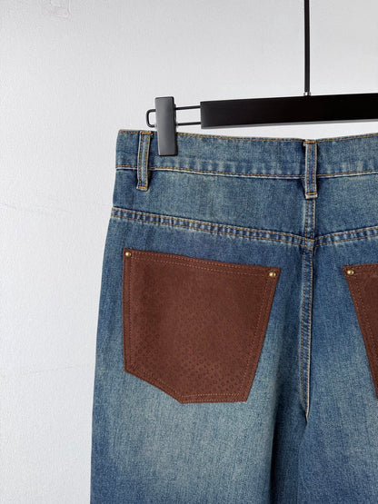 260901 New high-quality, minimalist basic denim pants set