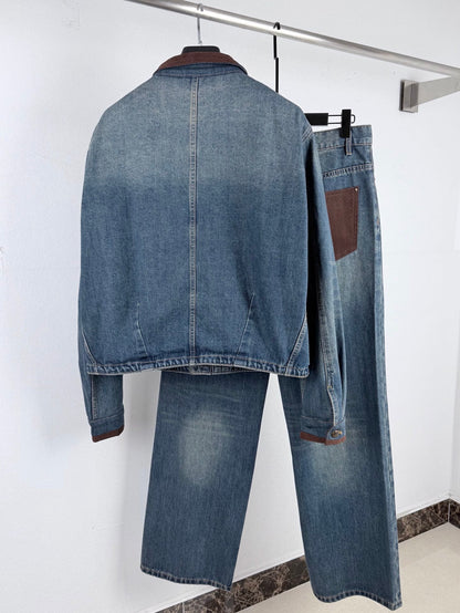 260901 New high-quality, minimalist basic denim pants set