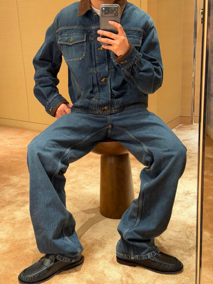 260901 New high-quality, minimalist basic denim pants set