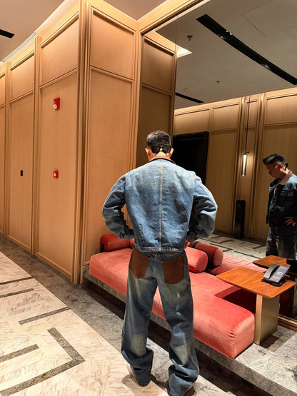 260901 New high-quality, minimalist basic denim pants set