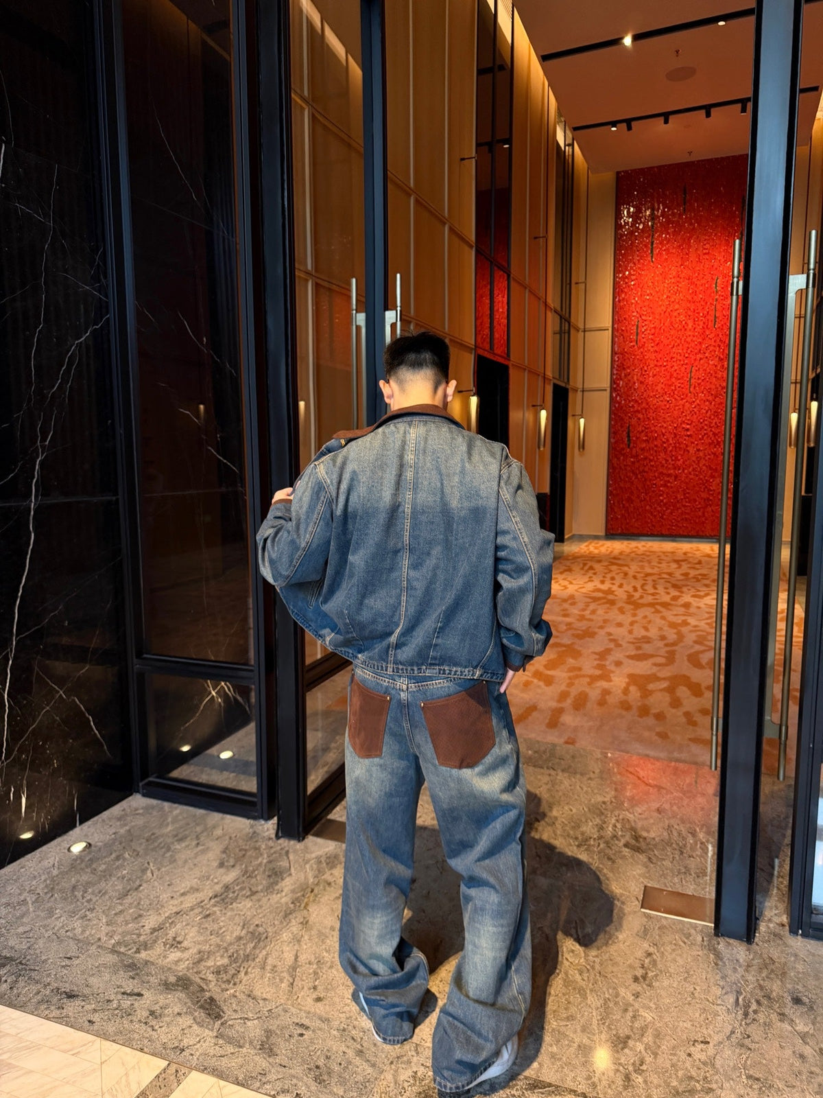 260901 New high-quality, minimalist basic denim pants set