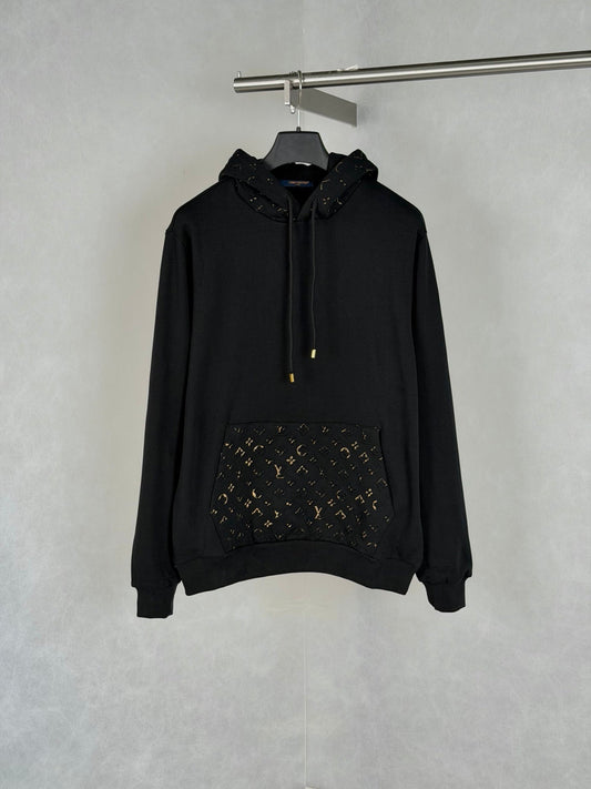 260901 New high-quality old-style embossed and gold-stamped sequined plaid hooded zipper pullover hoodie
