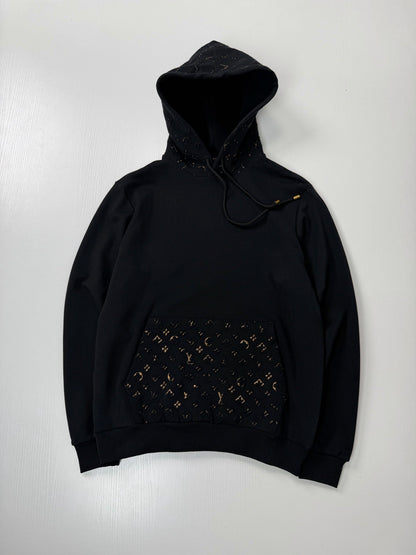 260901 New high-quality old-style embossed and gold-stamped sequined plaid hooded zipper pullover hoodie