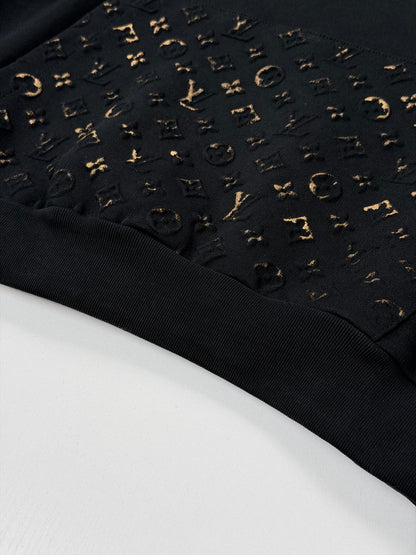 260901 New high-quality old-style embossed and gold-stamped sequined plaid hooded zipper pullover hoodie