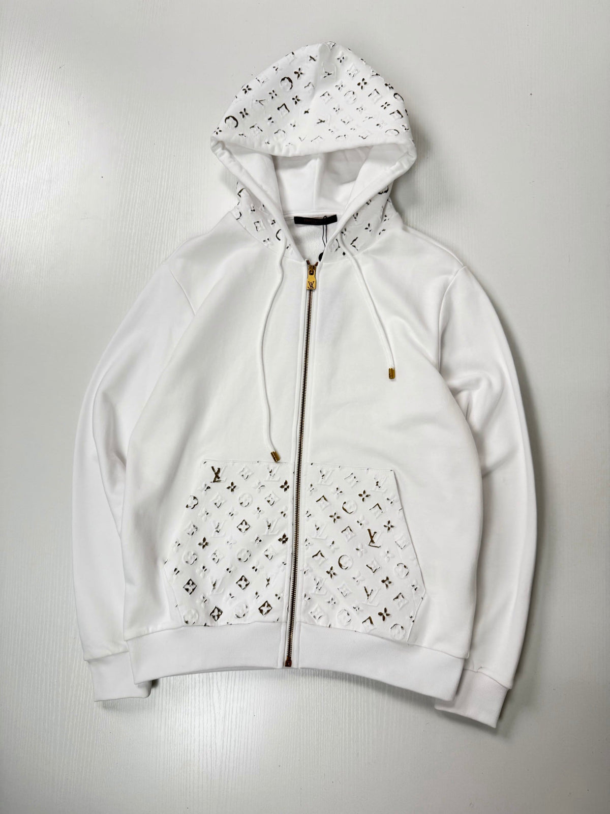 260901 New high-quality old-style embossed and gold-stamped sequined plaid hooded zipper pullover hoodie