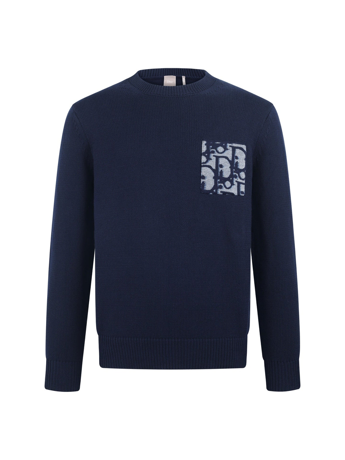 260901 New high-quality cable-knit cotton pullover with embroidered design on the chest