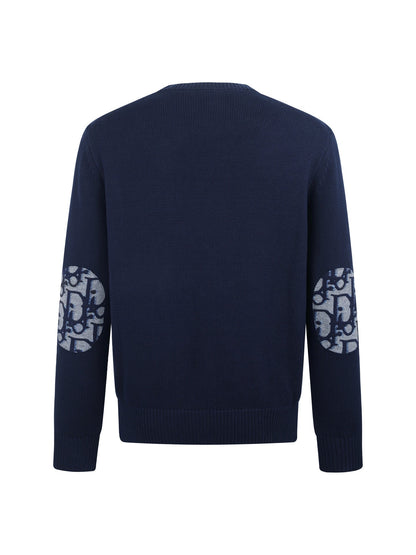 260901 New high-quality cable-knit cotton pullover with embroidered design on the chest