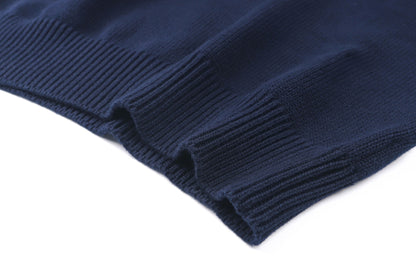 260901 New high-quality cable-knit cotton pullover with embroidered design on the chest