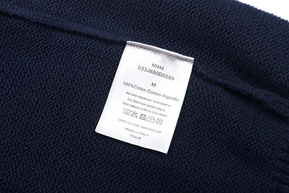 260901 New high-quality cable-knit cotton pullover with embroidered design on the chest