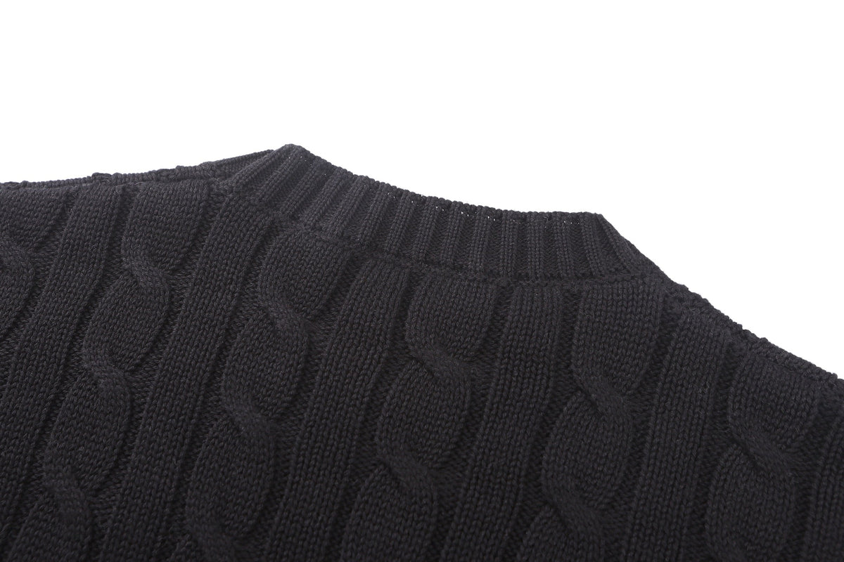 260901 New high-quality twisted-knitted embroidered logo cotton sweater