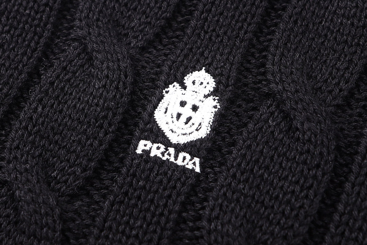 260901 New high-quality twisted-knitted embroidered logo cotton sweater