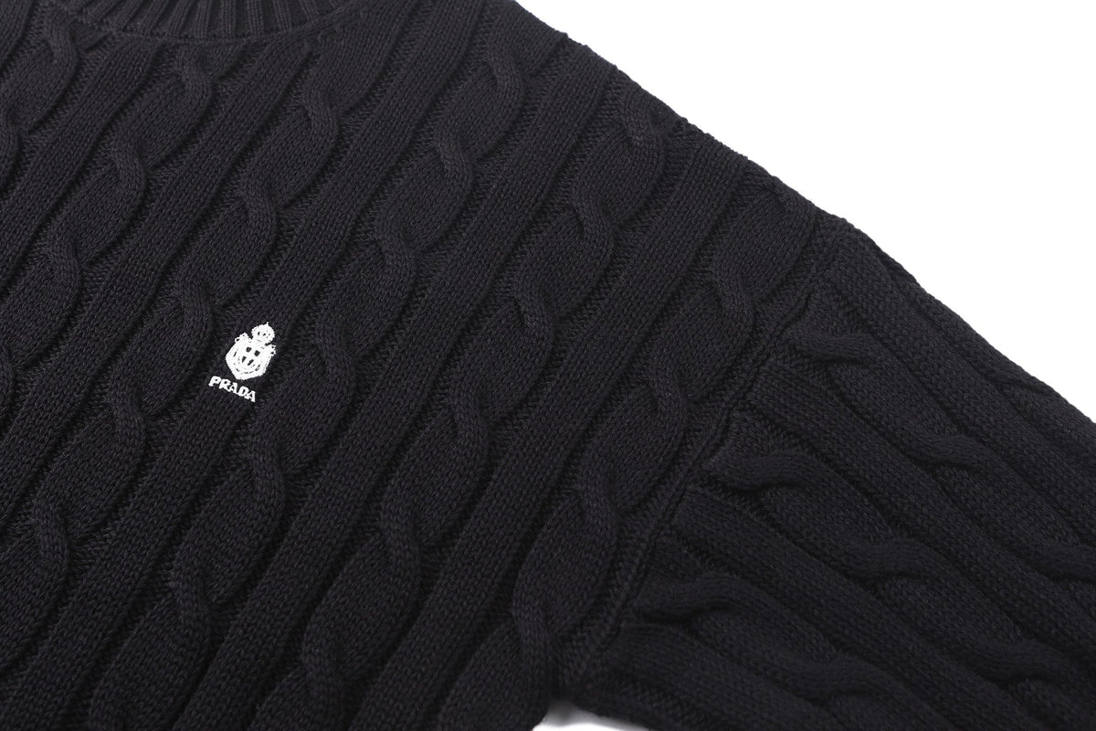260901 New high-quality twisted-knitted embroidered logo cotton sweater