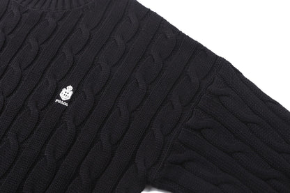 260901 New high-quality twisted-knitted embroidered logo cotton sweater