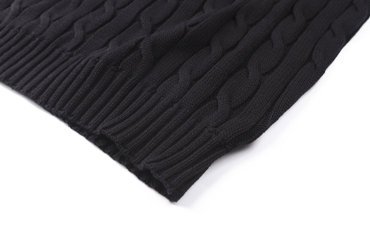 260901 New high-quality twisted-knitted embroidered logo cotton sweater