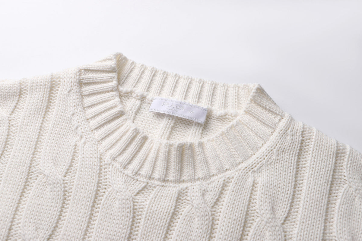260901 New high-quality twisted-knitted embroidered logo cotton sweater