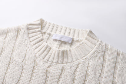 260901 New high-quality twisted-knitted embroidered logo cotton sweater
