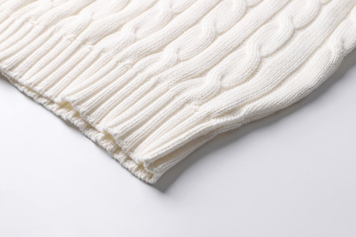 260901 New high-quality twisted-knitted embroidered logo cotton sweater