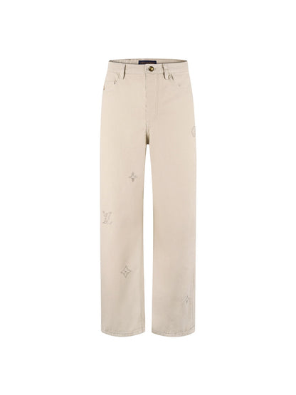 260901 New high-quality embroidered logo signature denim pants