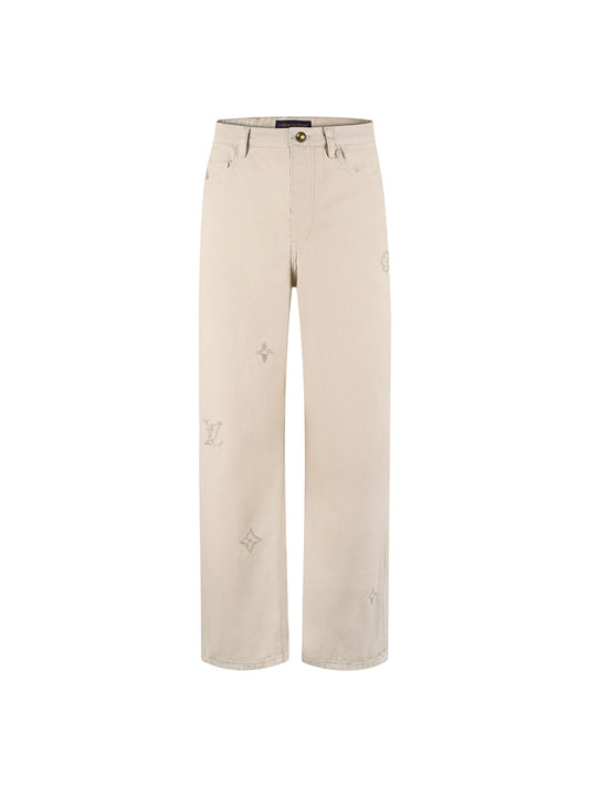 260901 New high-quality embroidered logo signature denim pants