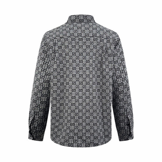 260901 New high-quality custom jacquard fabric printed checkered shirt