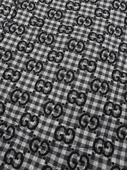 260901 New high-quality custom jacquard fabric printed checkered shirt