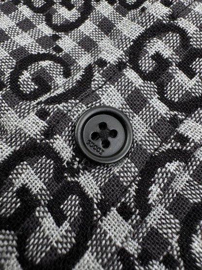 260901 New high-quality custom jacquard fabric printed checkered shirt