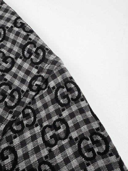 260901 New high-quality custom jacquard fabric printed checkered shirt