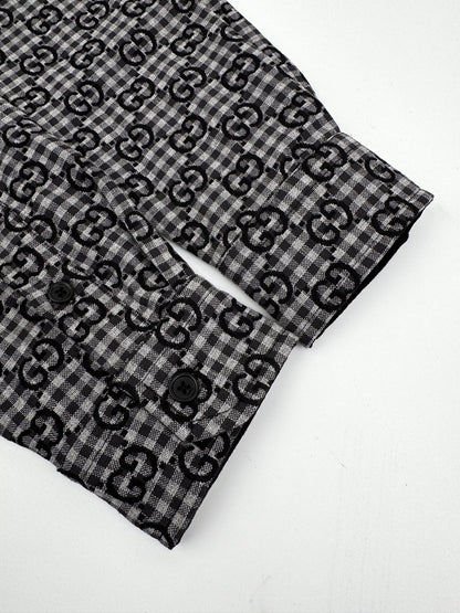 260901 New high-quality custom jacquard fabric printed checkered shirt