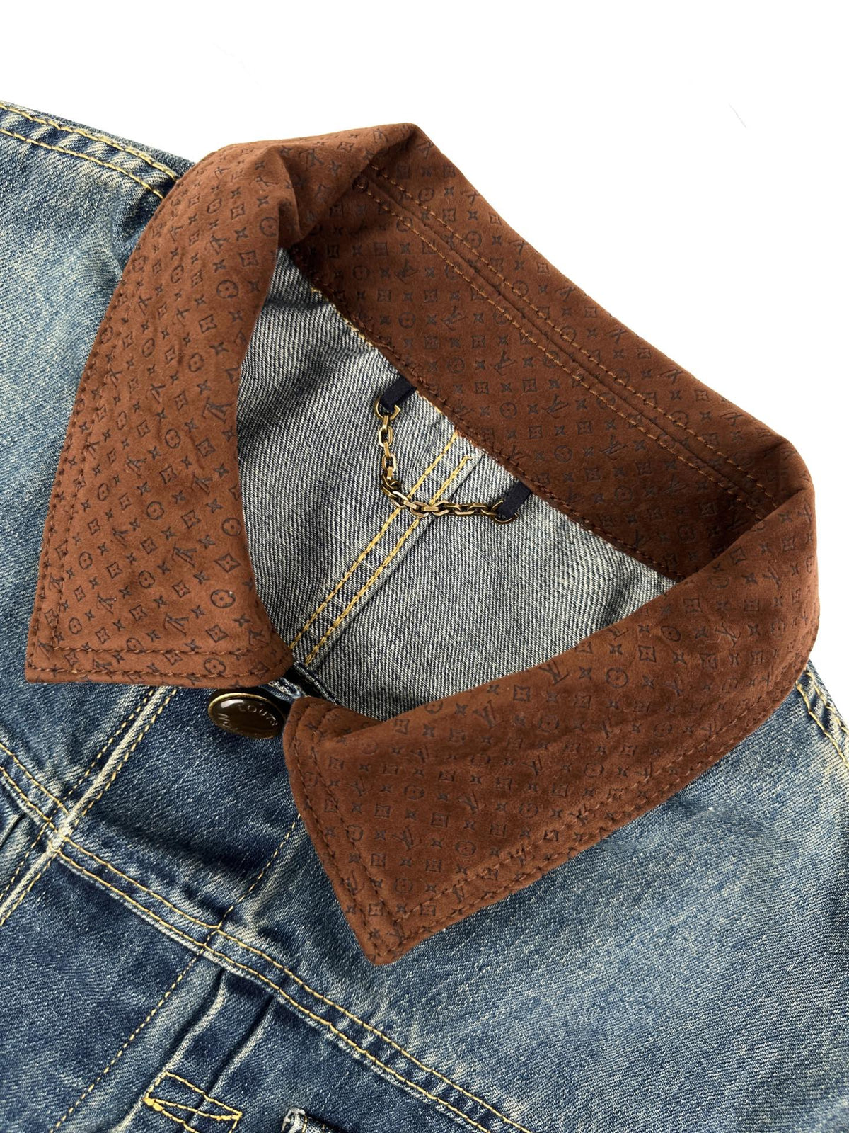 260901 New high-quality leather-detail denim jacket