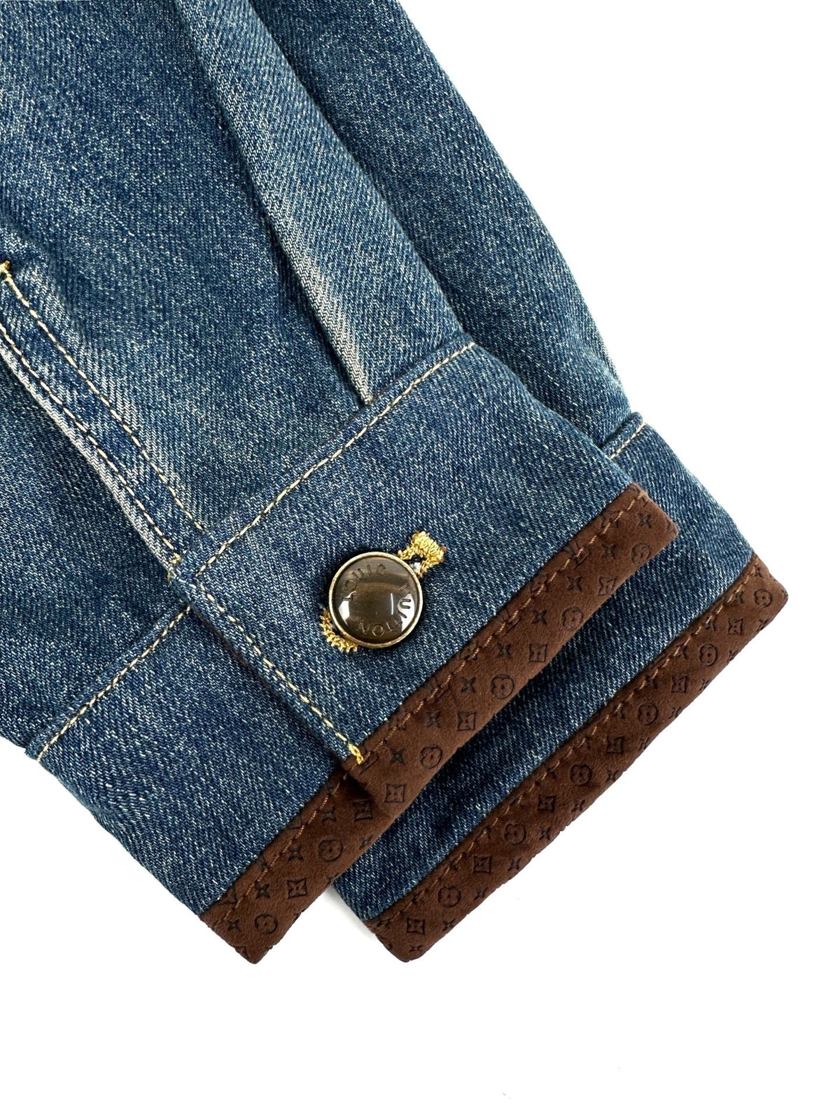 260901 New high-quality leather-detail denim jacket