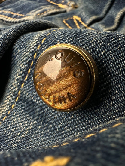 260901 New high-quality leather-detail denim jacket