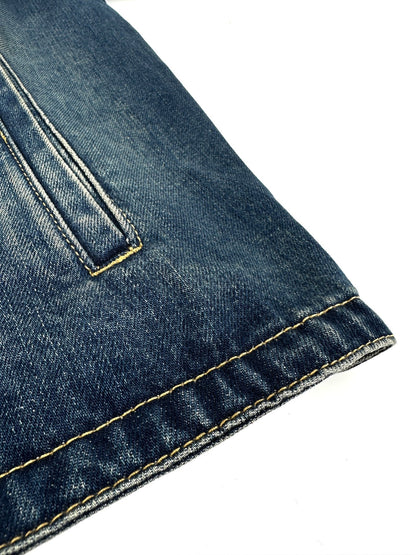 260901 New high-quality leather-detail denim jacket