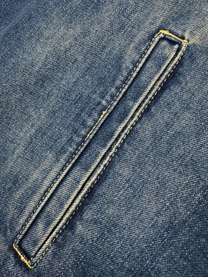 260901 New high-quality leather-detail denim jacket