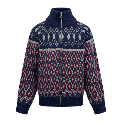 260901 New high-quality snowflake-patterned jacquard warm wool coat
