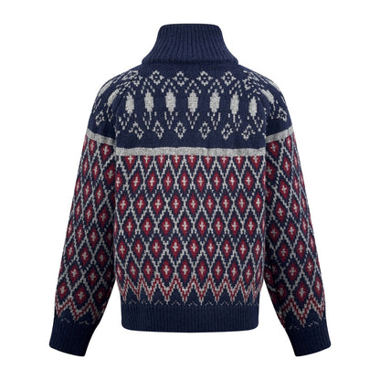 260901 New high-quality snowflake-patterned jacquard warm wool coat
