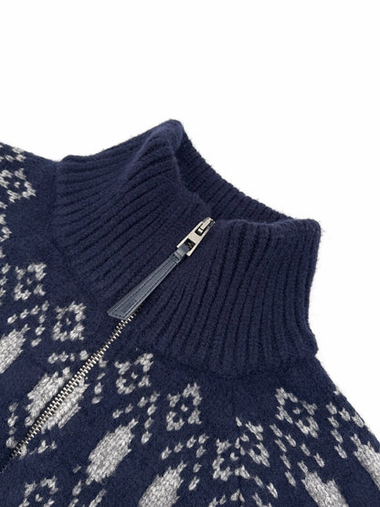 260901 New high-quality snowflake-patterned jacquard warm wool coat